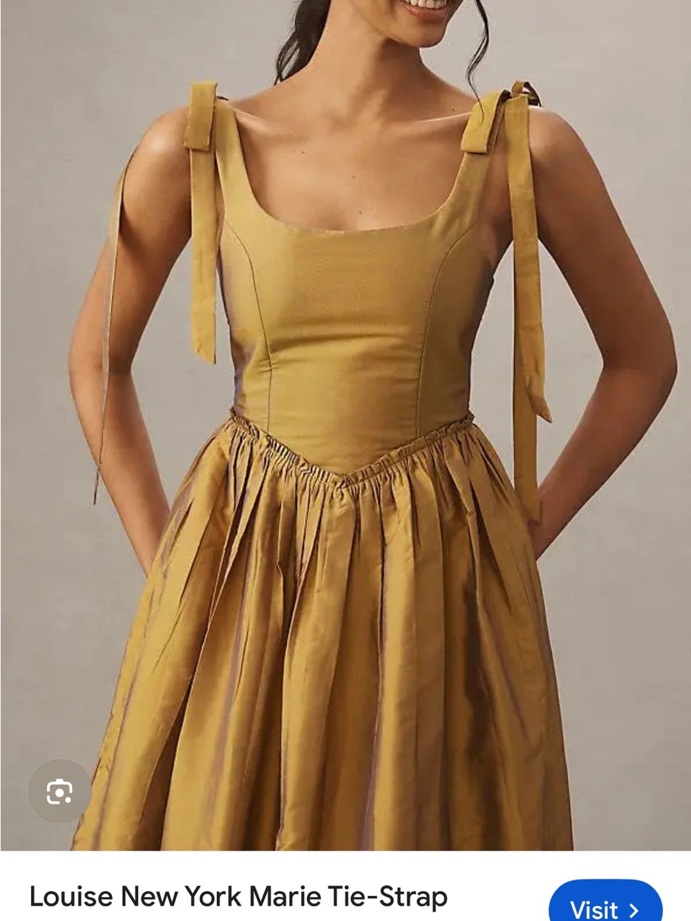 Marie Tie-Strap Dress in Mustard